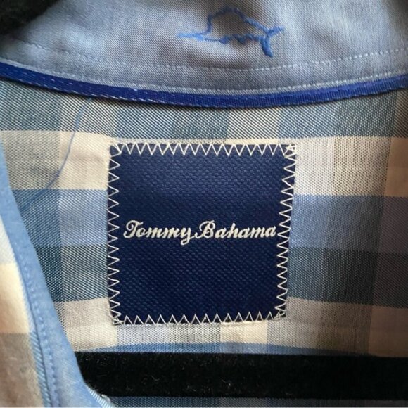 Tommy Bahama silk cottonn checker plaid long sleeves button up shirt Sz XL - Picture 4 of 8